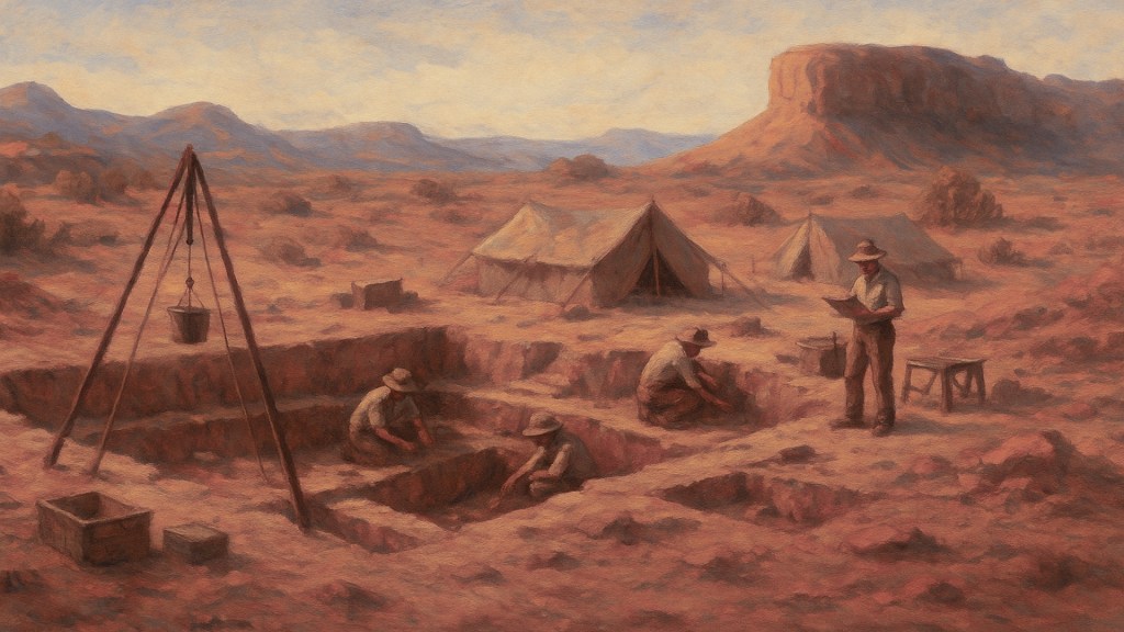 AI-generated image of an archaeological dig site (GPT-5)